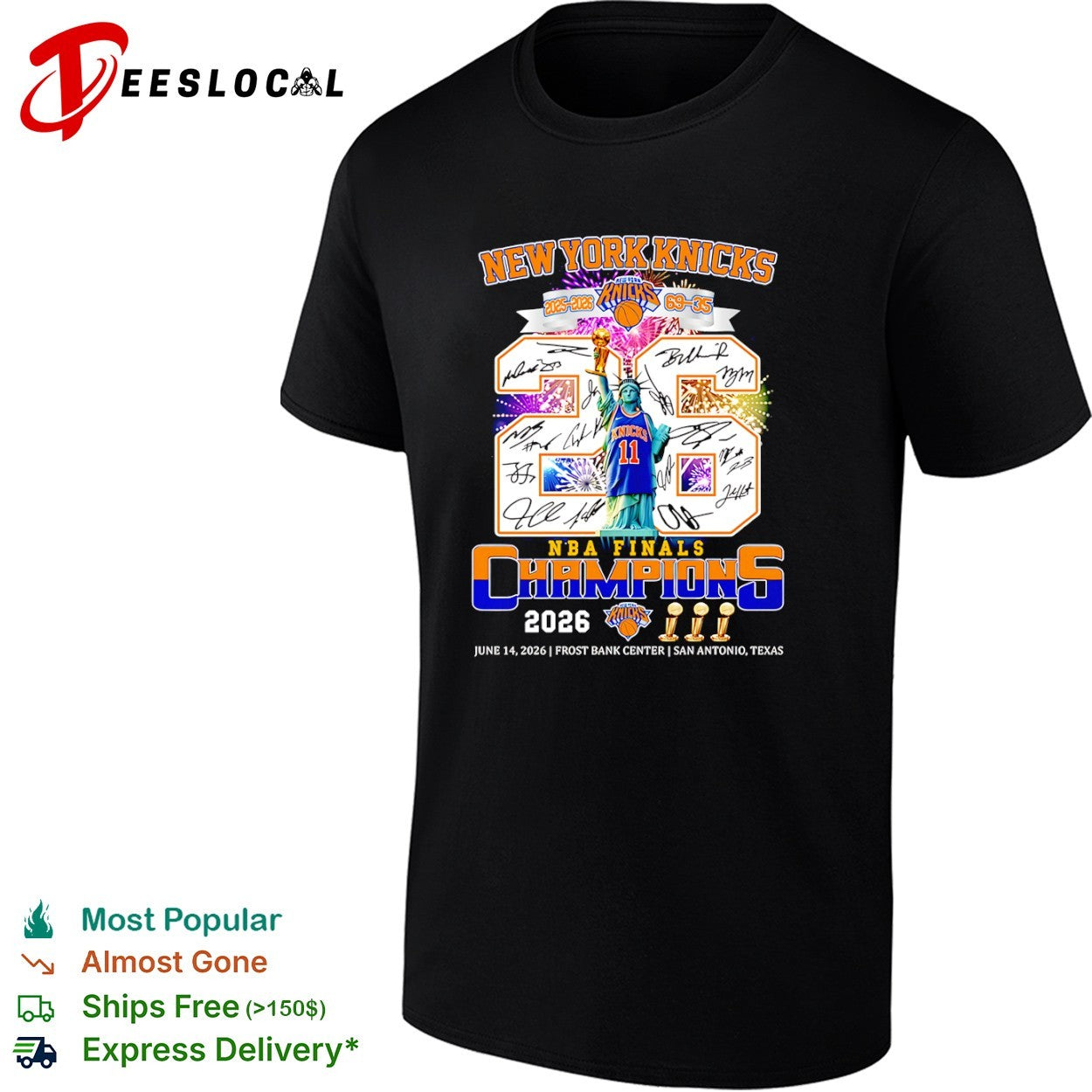 New York Knicks 2026 NBA Finals Champions legends signature shirt