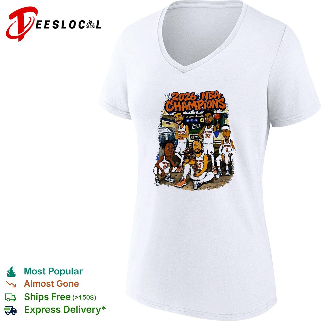 New York Knicks 2026 NBA champions cartoon team shirt