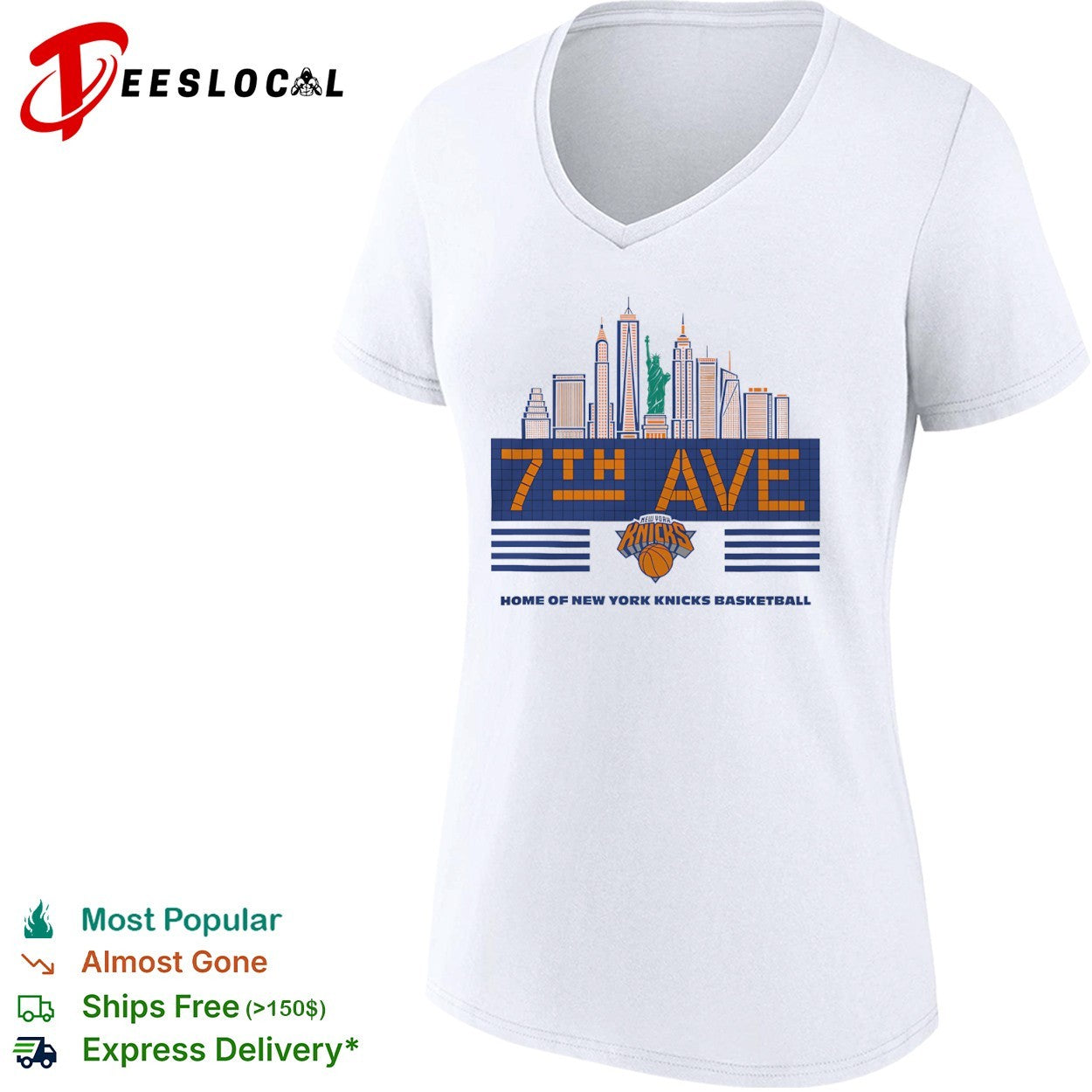 New York Knicks 7th Ave Home of New York Knicks Basketball Madison Square Garden shirt