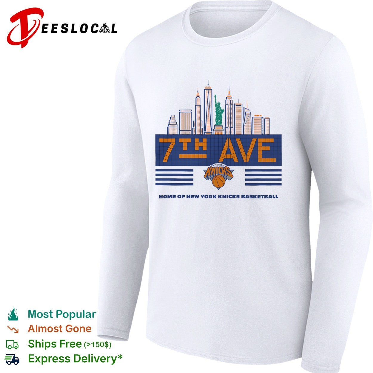New York Knicks 7th Ave Home of New York Knicks Basketball Madison Square Garden shirt