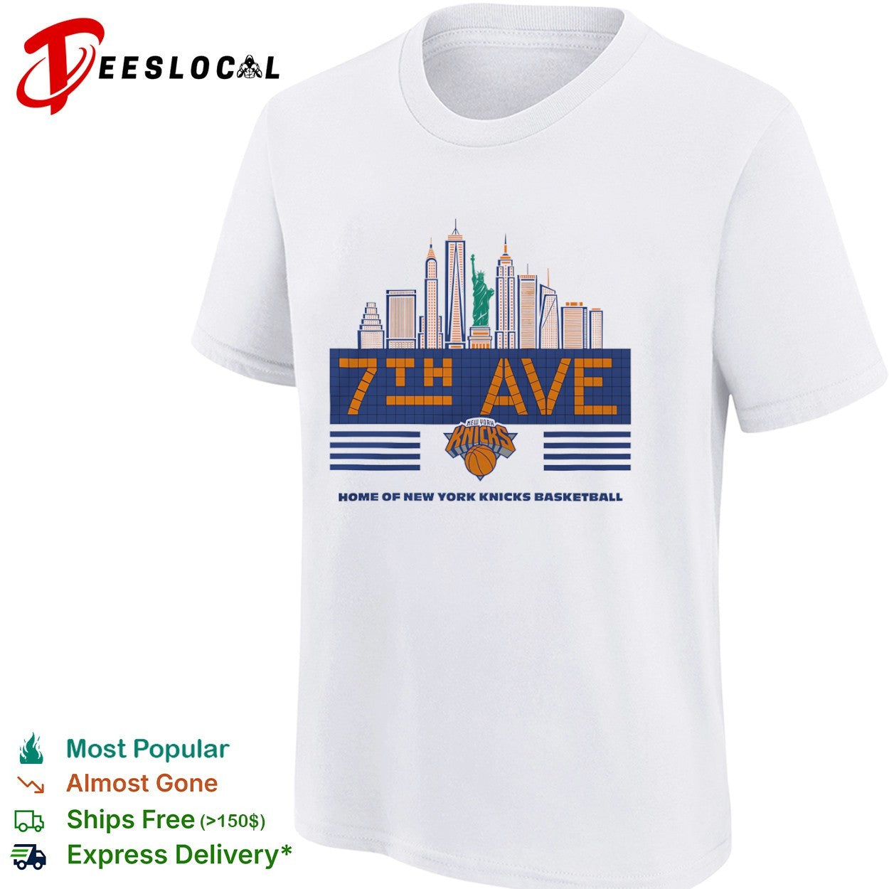 New York Knicks 7th Ave Home of New York Knicks Basketball Madison Square Garden shirt