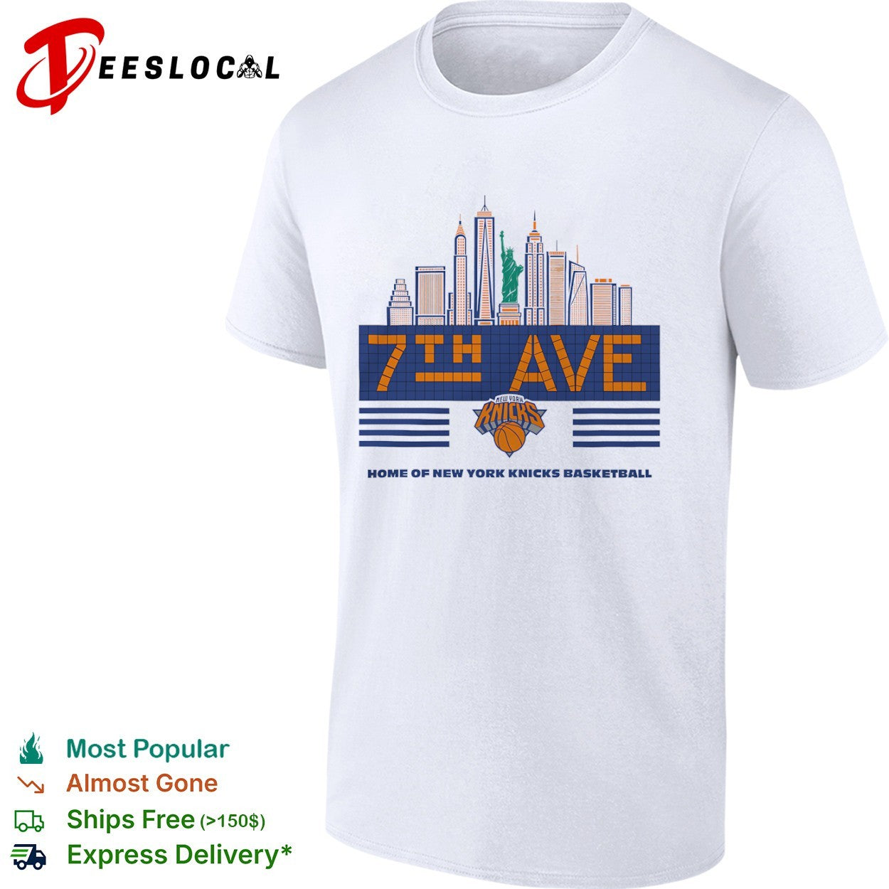 New York Knicks 7th Ave Home of New York Knicks Basketball Madison Square Garden shirt