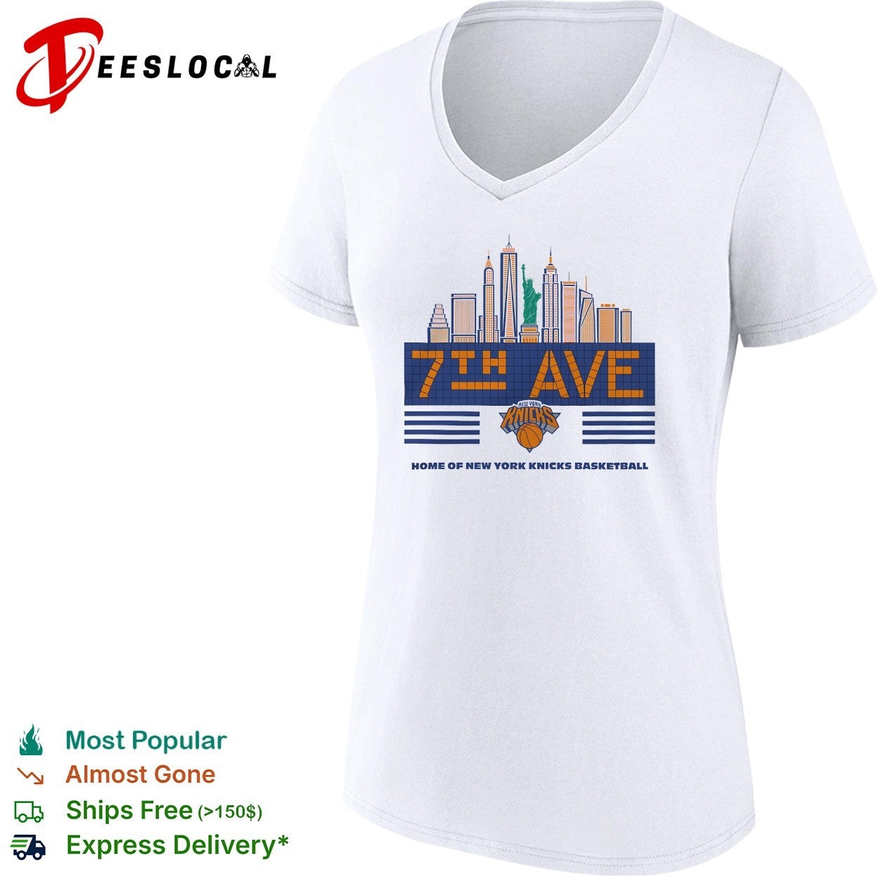 New York Knicks 7th Ave home of Knicks basketball NYC skyline Statue of Liberty shirt