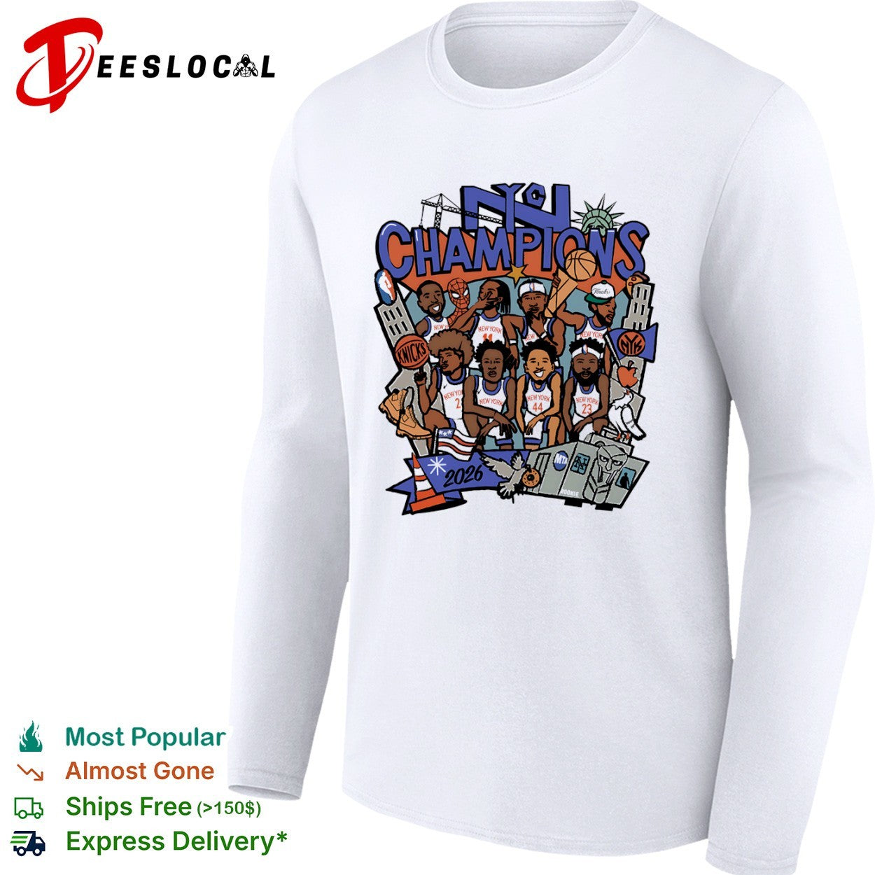 New York Knicks Champions 2026 NBA caricature shirt
