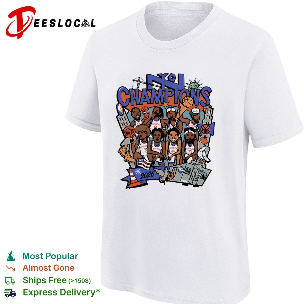 New York Knicks Champions 2026 NBA caricature shirt