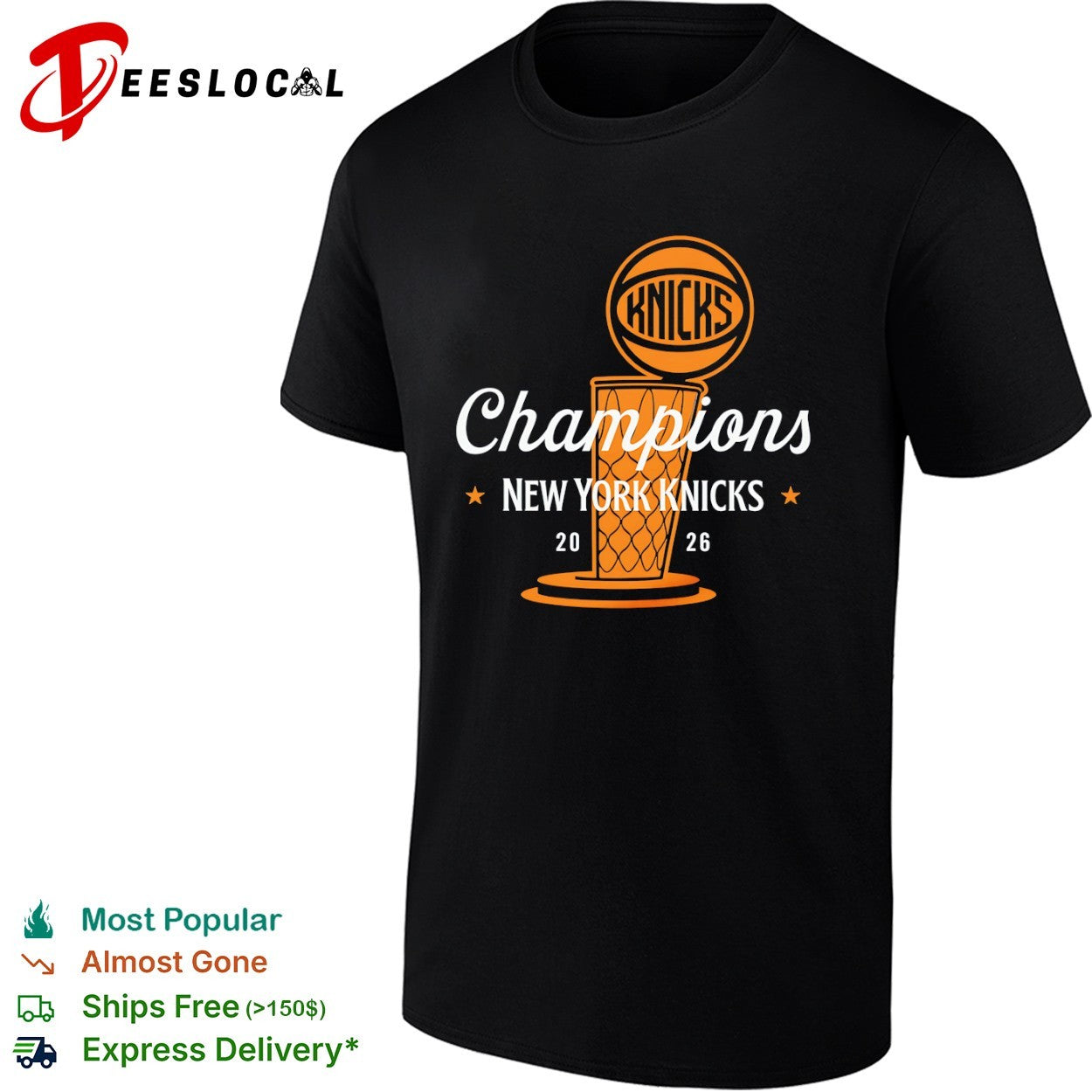 New York Knicks Champions 2026 trophy basketball shirt