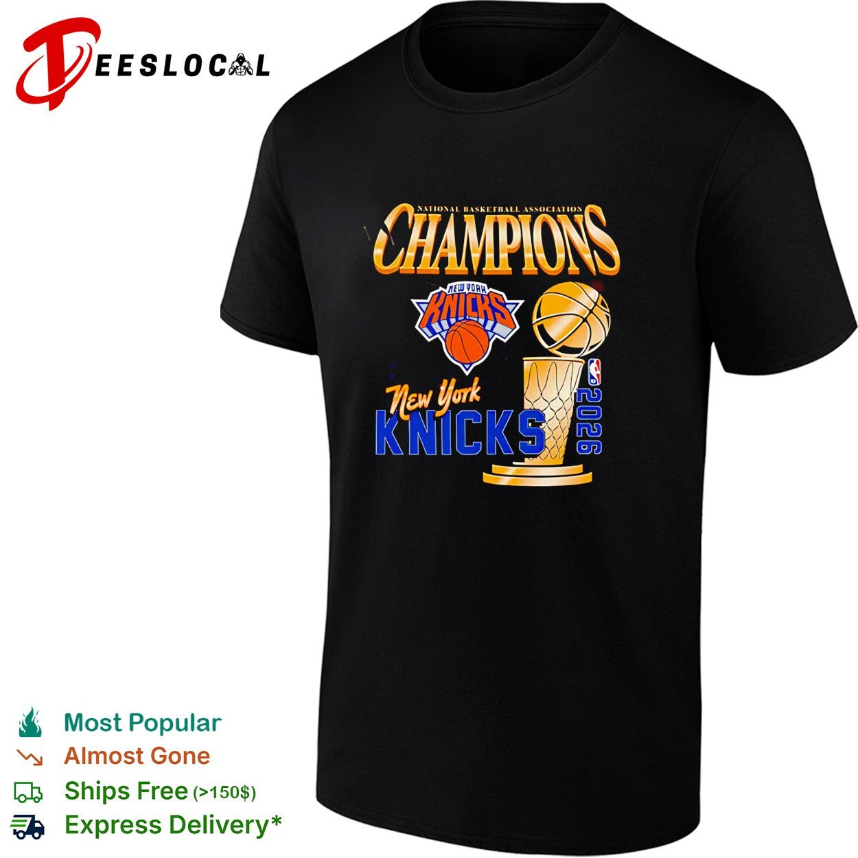 New York Knicks Champions trophy basketball hoop net poster shirt