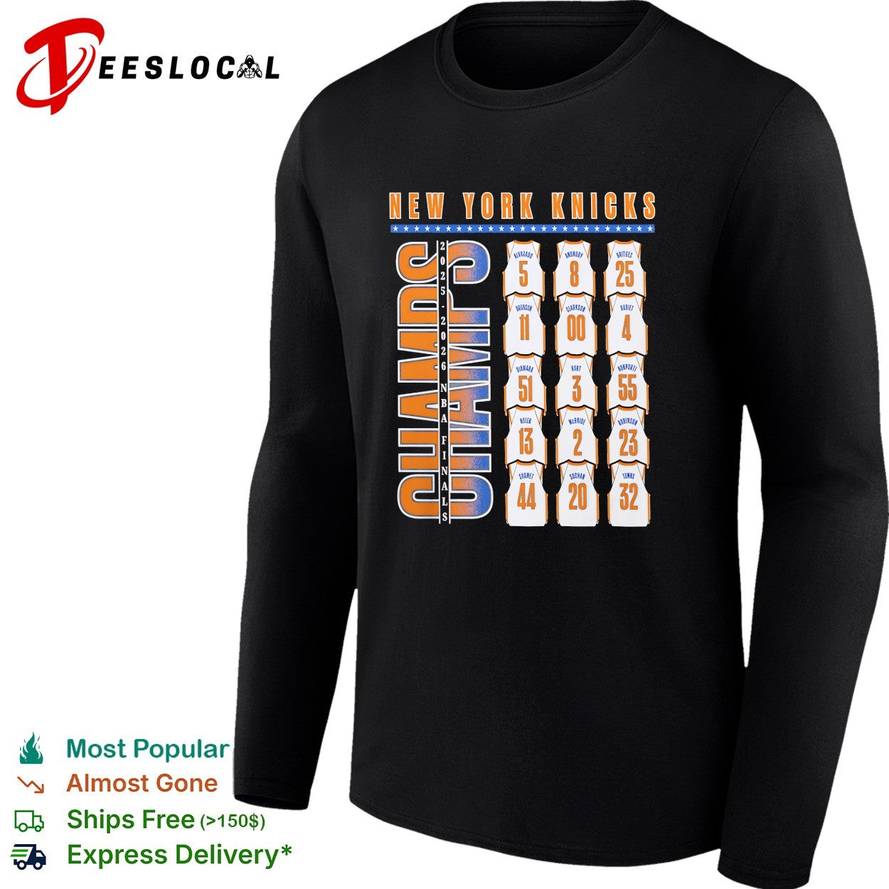 New York Knicks Champs all player jersey numbers team roster shirt