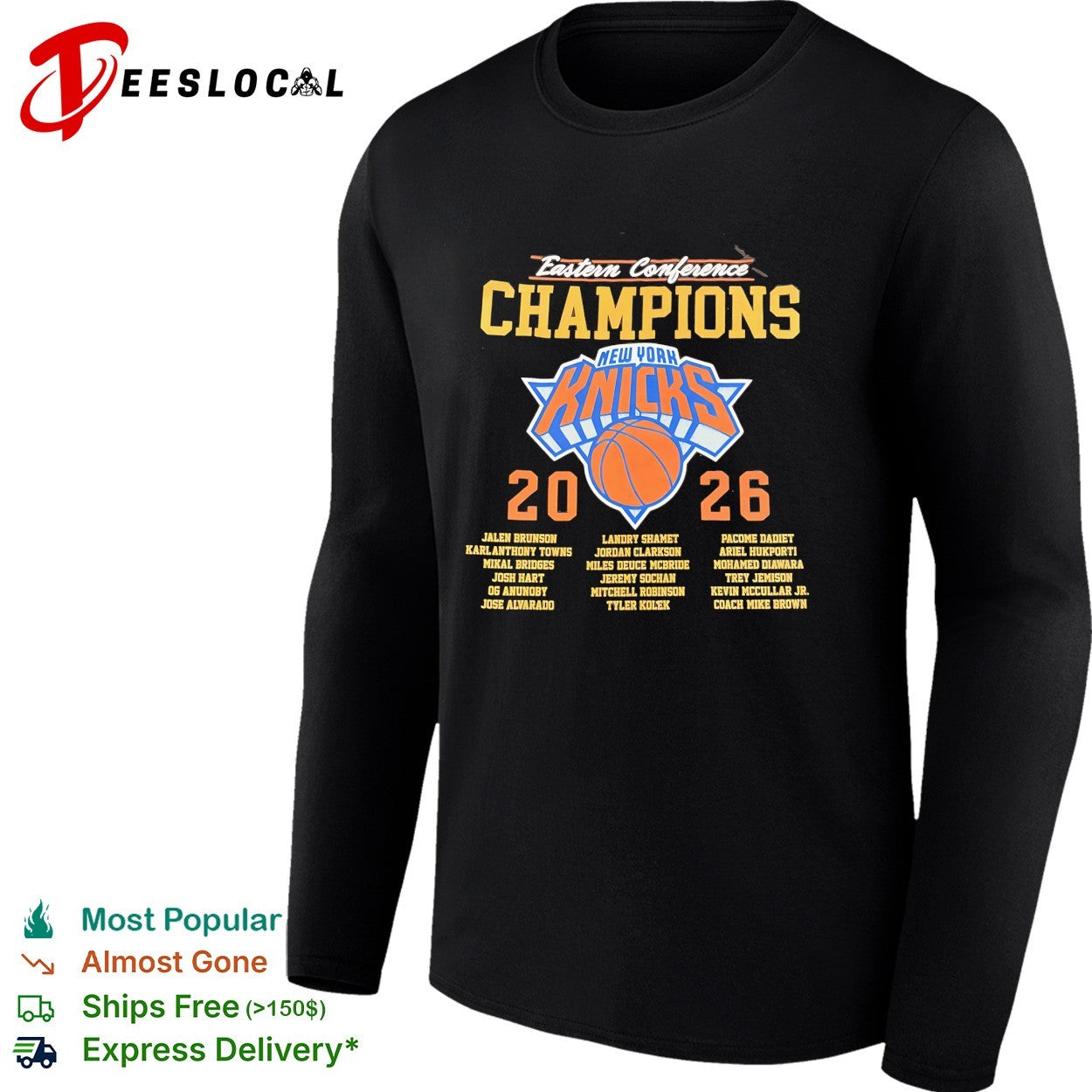 New York Knicks Eastern Conference Champions 2026 all players names roster shirt