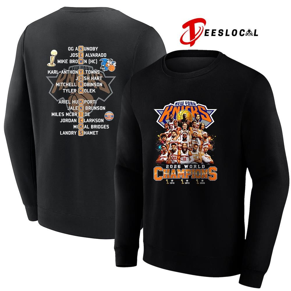 New York Knicks Finals champions team graphic name roster shirt