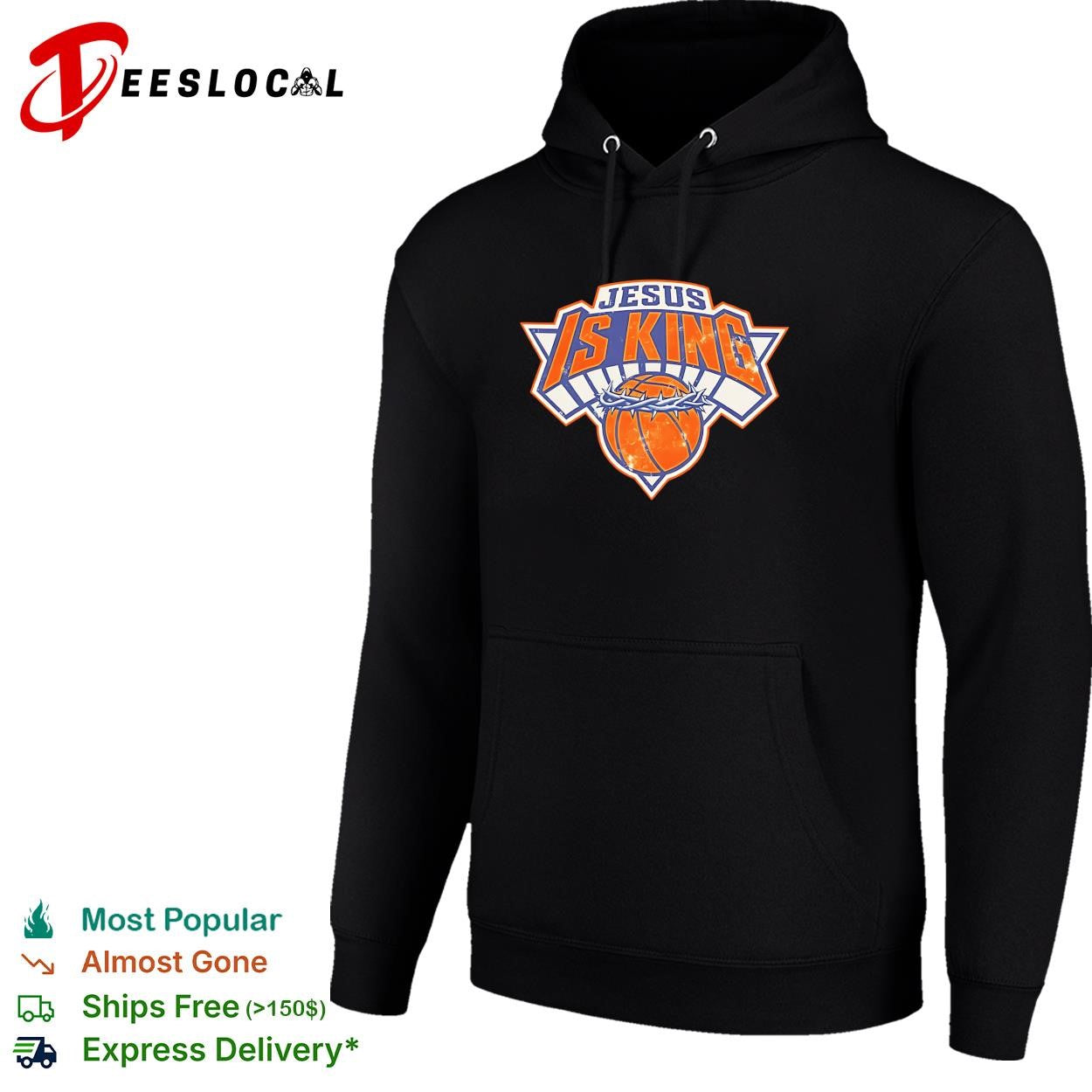 New York Knicks =Jesus is King basketball crown of thorns New York logo mashup graphic shirt