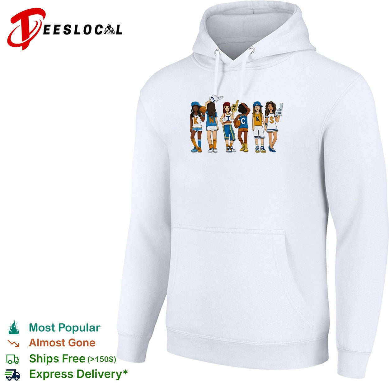 New York Knicks KNICKS girl characters illustrated fan art white shirt
