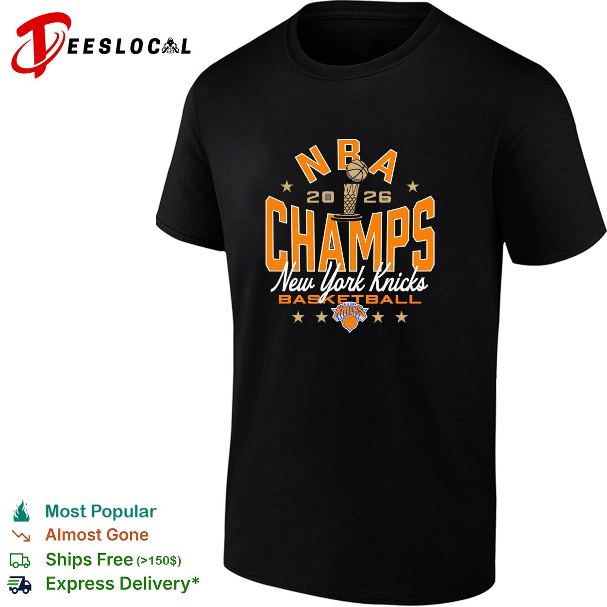 New York Knicks NBA 2026 Champs basketball trophy stars arch classic logo shirt