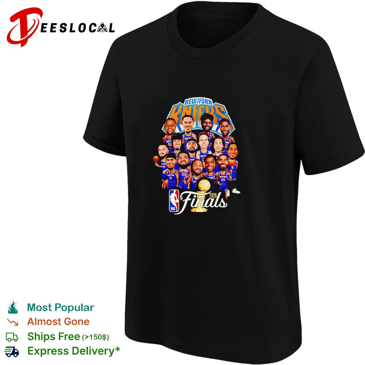 New York Knicks NBA Finals 2026 all players caricature cartoon team portrait shirt