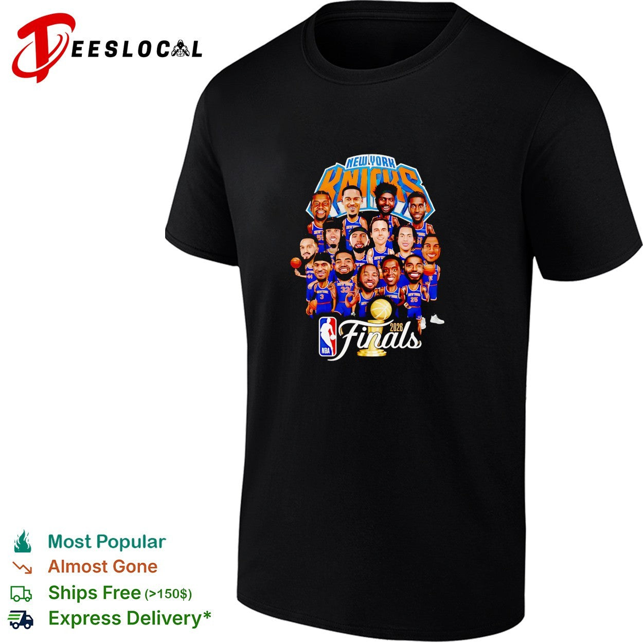 New York Knicks NBA Finals 2026 all players caricature cartoon team portrait shirt