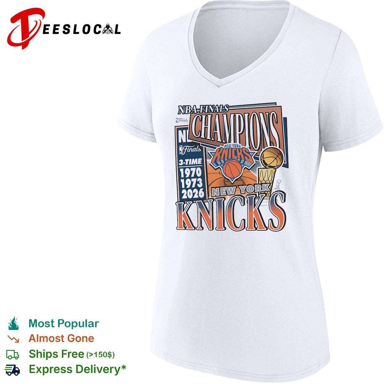 New York Knicks NBA Finals 3-time Champions 1970 1973 2026 illustrated art shirt