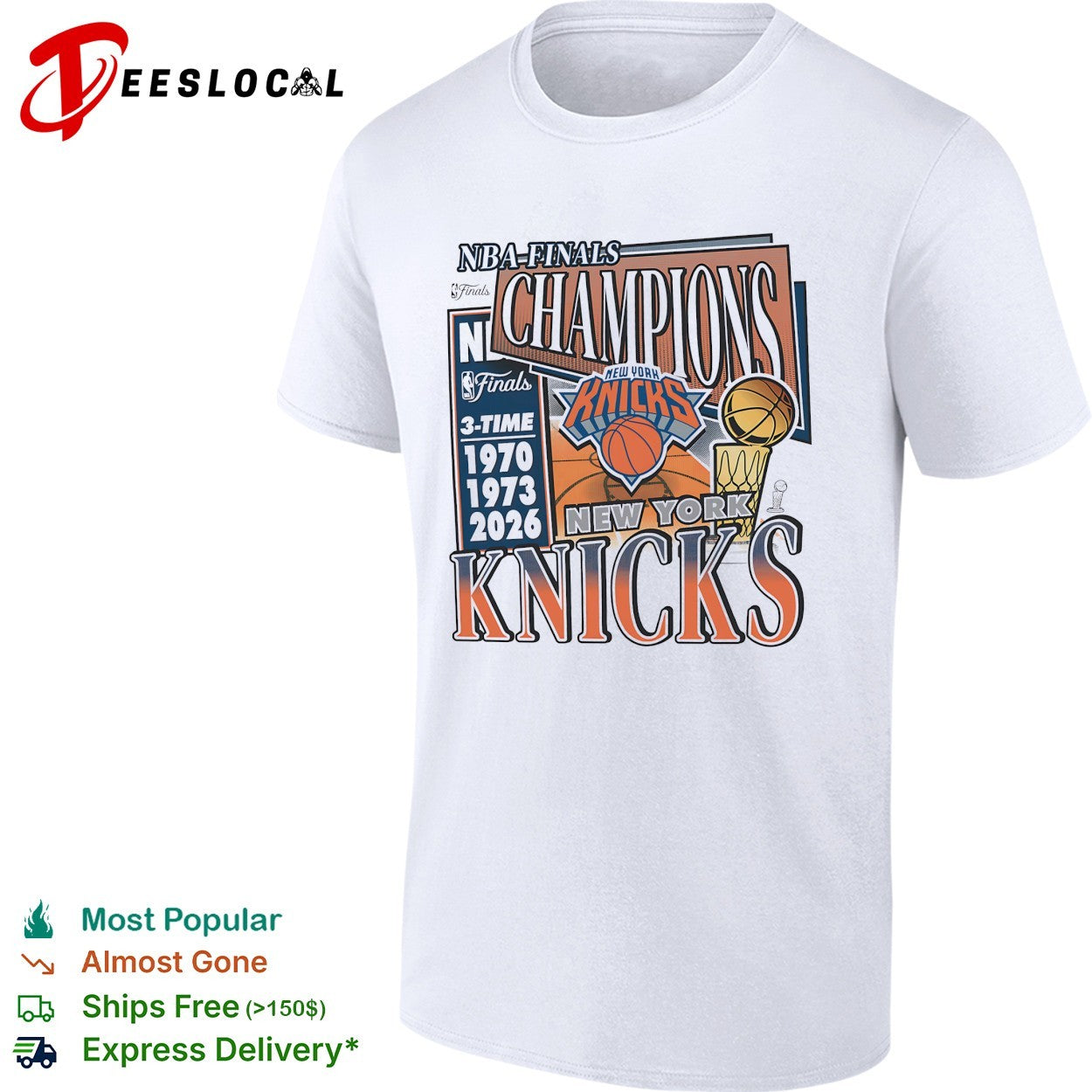 New York Knicks NBA Finals 3-time Champions 1970 1973 2026 illustrated art shirt
