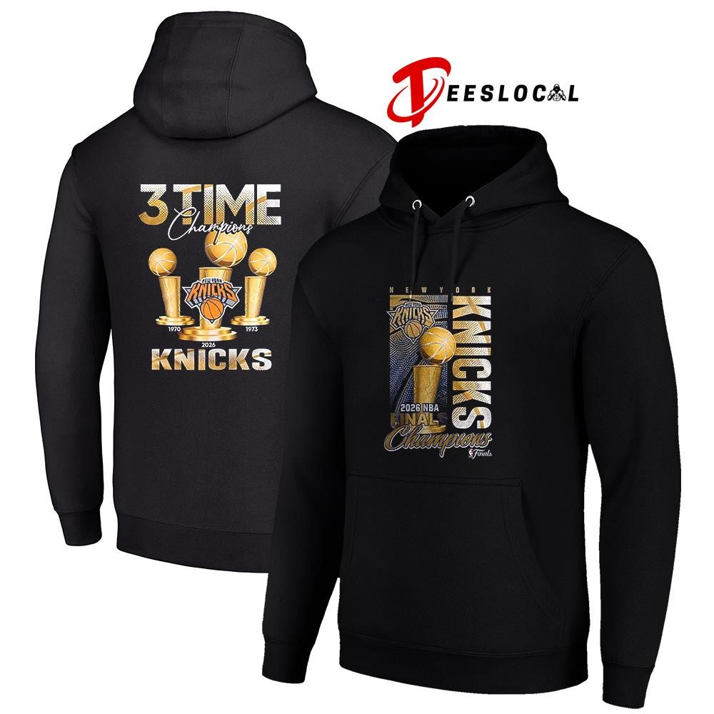 New York Knicks NBA Finals 3 times champions trophy shirt