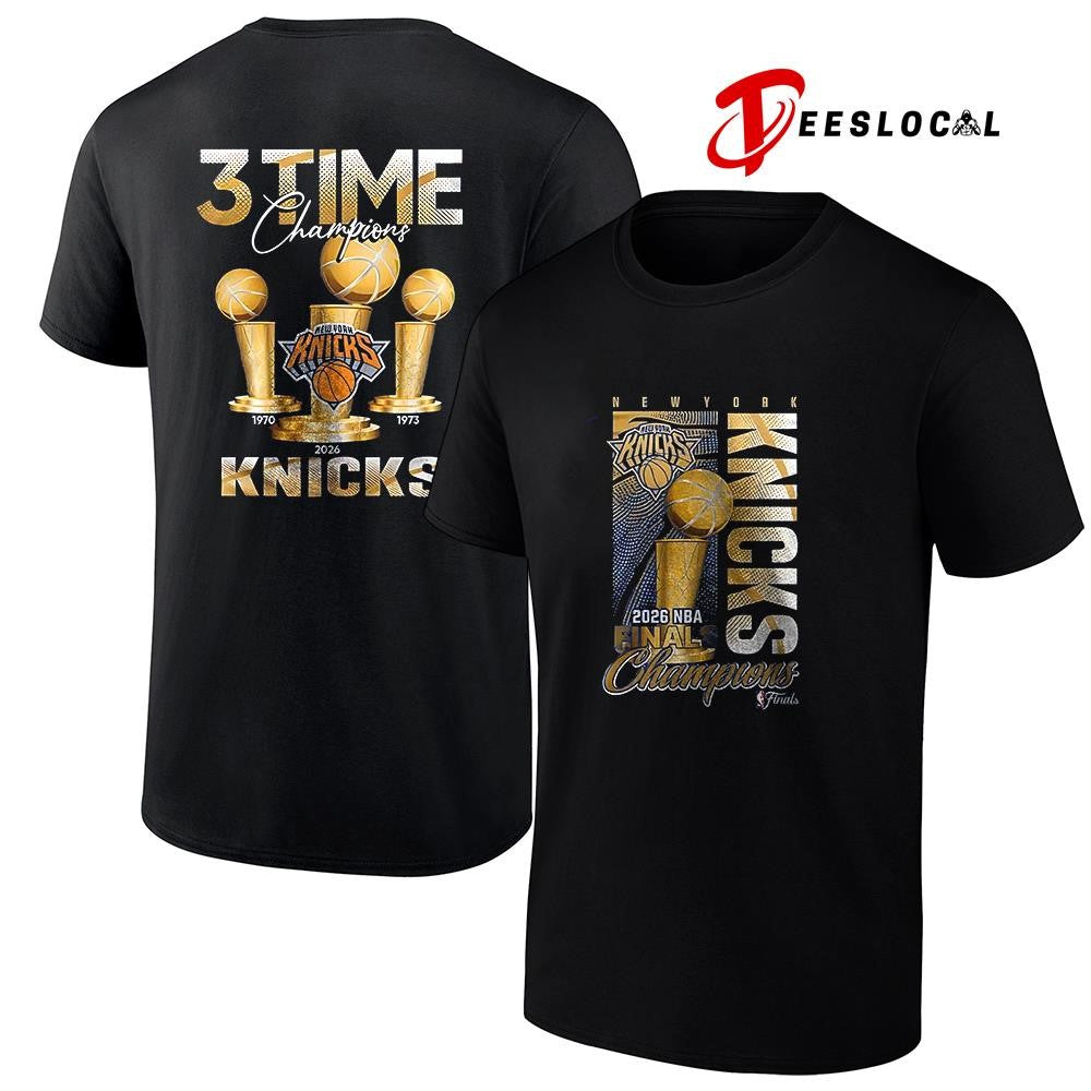 New York Knicks NBA Finals 3 times champions trophy shirt