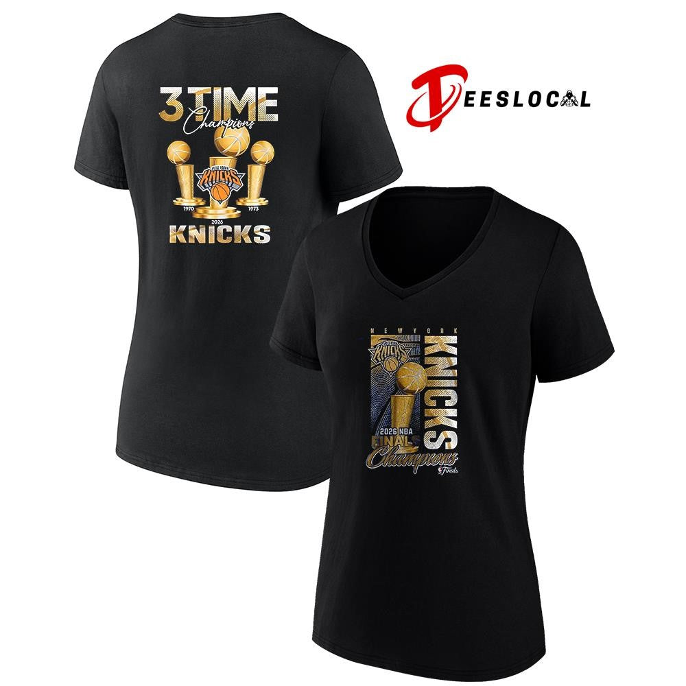 New York Knicks NBA Finals 3 times champions trophy shirt