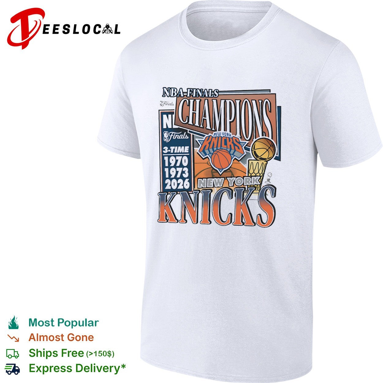 New York Knicks NBA Finals Champions 1970 1973 2026 3 Time Champs Basketball shirt