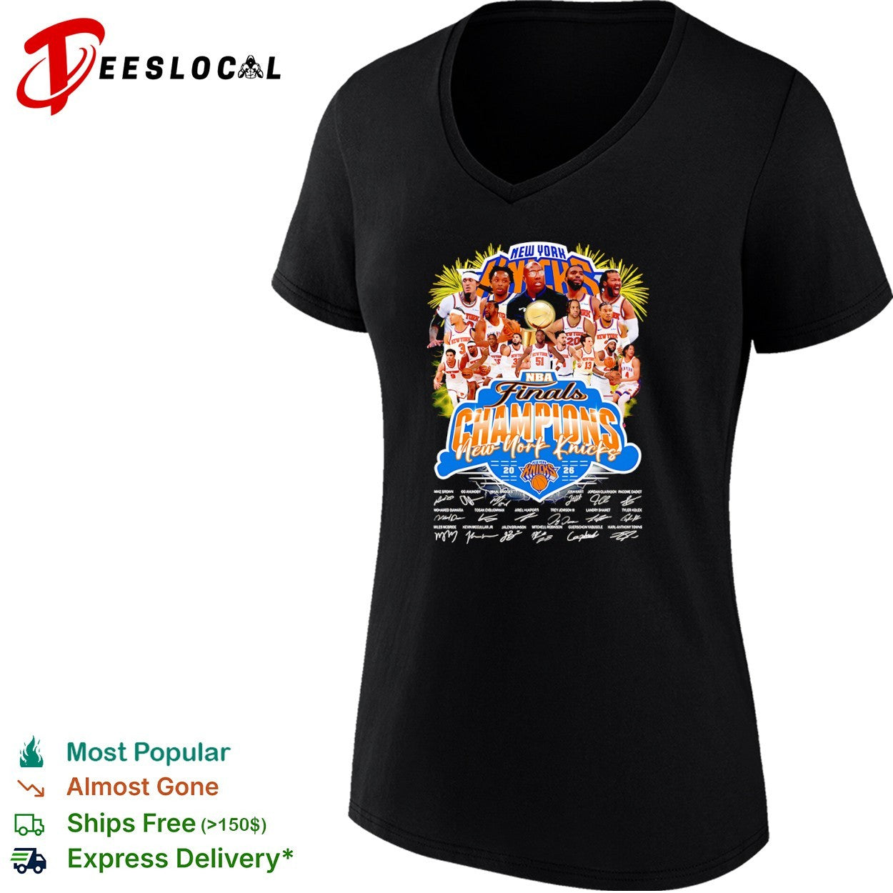 New York Knicks NBA Finals Champions 2026 signatures shirt
