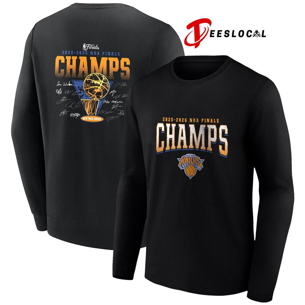New York Knicks NBA Finals Champions trophy signature roster shirt