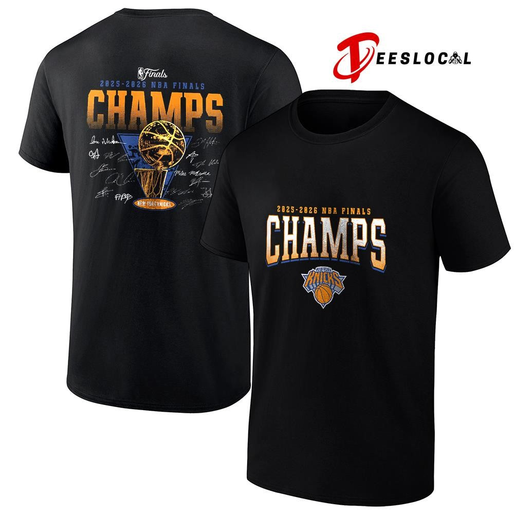 New York Knicks NBA Finals Champions trophy signature roster shirt
