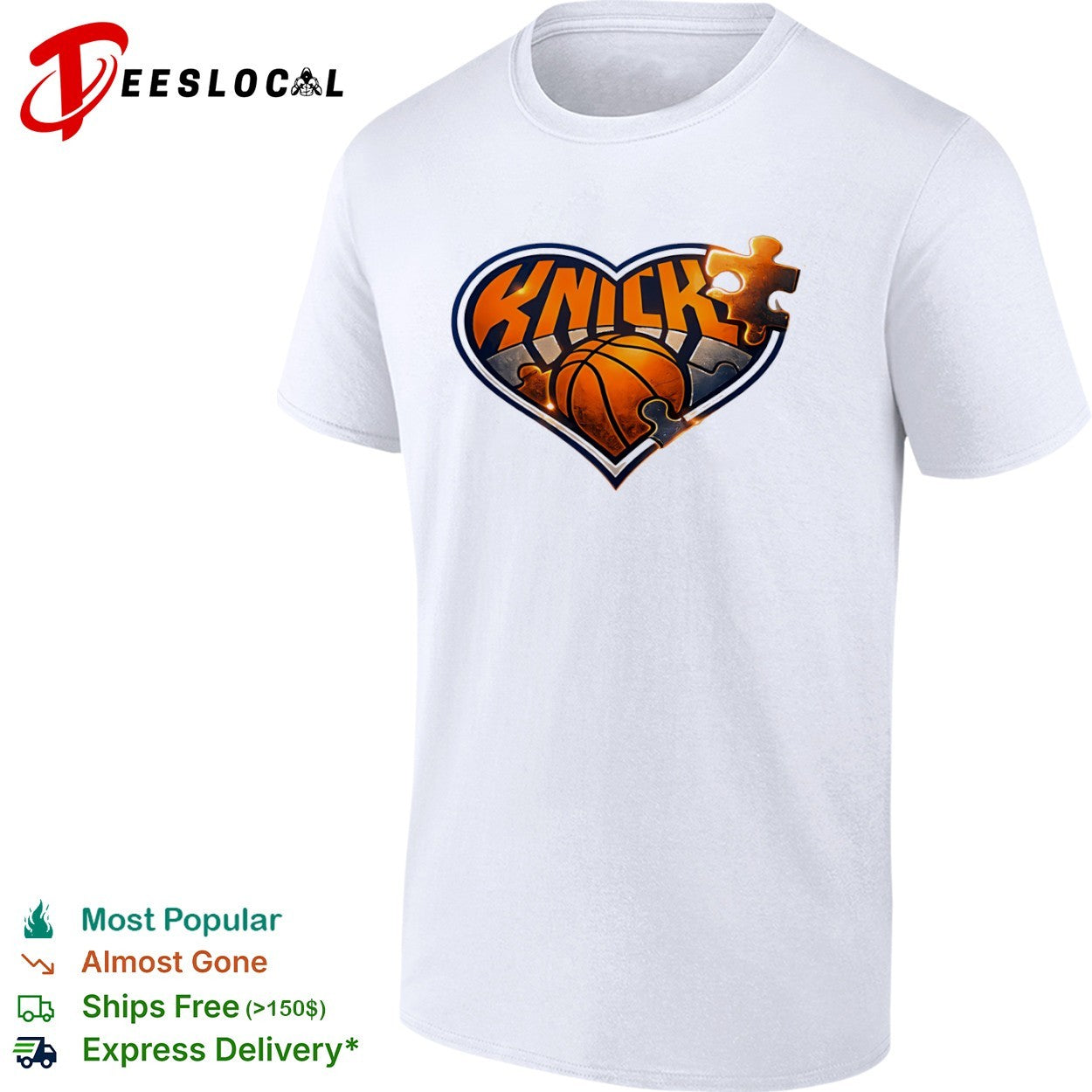 New York Knicks NBA Heart Puzzle logo shirt