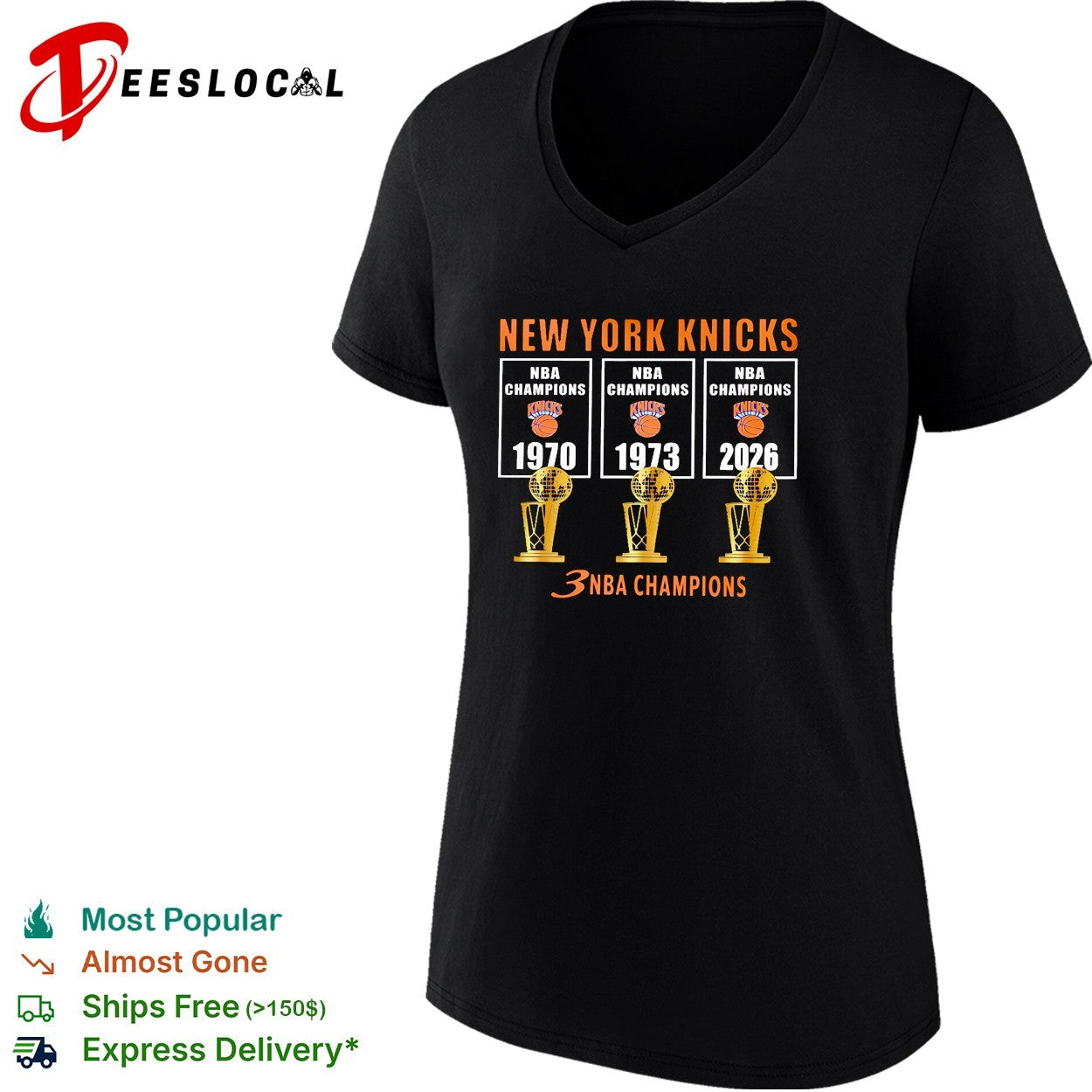 New York Knicks NBA champions 1970 1973 and 2026 three championships shirt