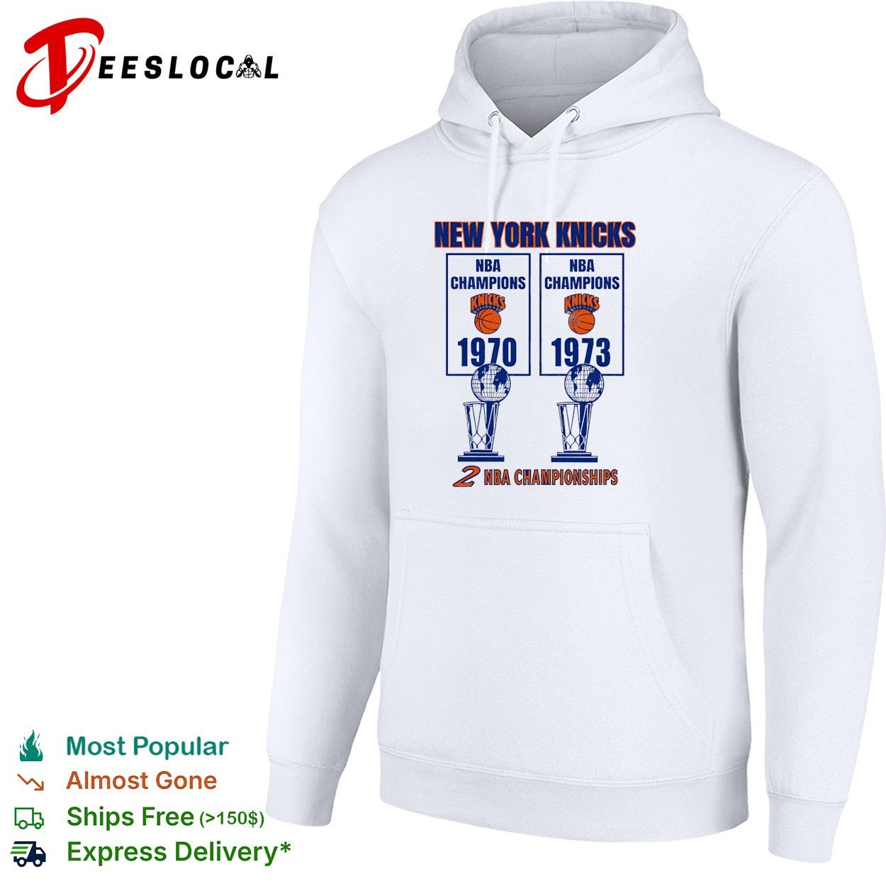 New York Knicks NBA champions 1970 and 1973 two championships banner shirt