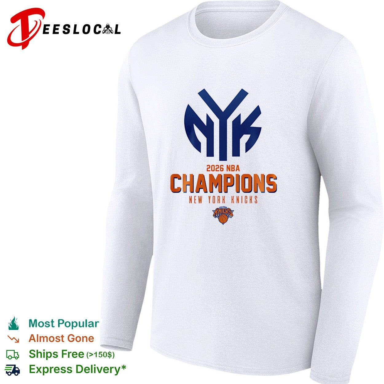 New York Knicks NYK monogram 2026 NBA Champions bold text shirt