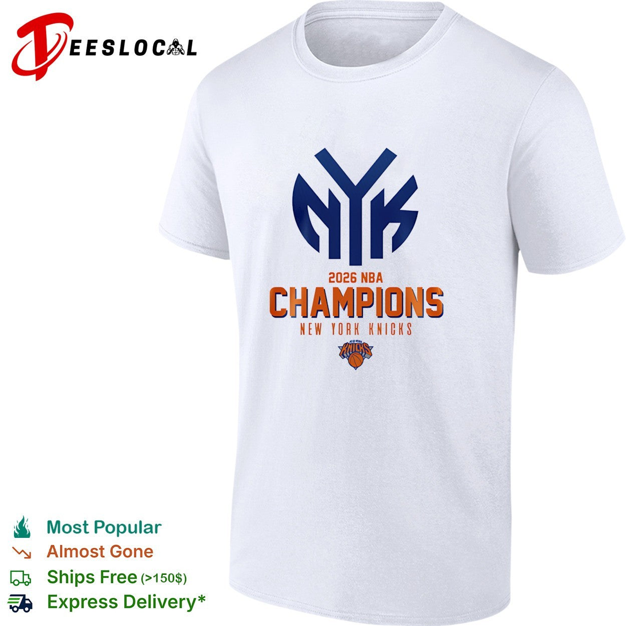 New York Knicks NYK monogram 2026 NBA Champions bold text shirt