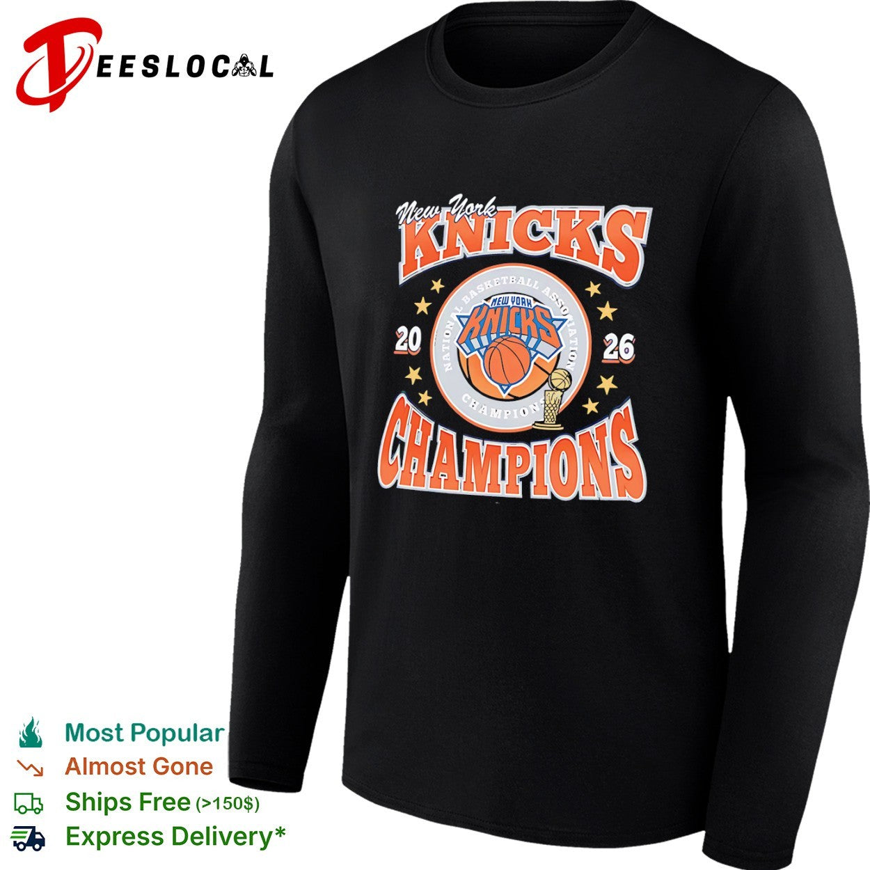 New York Knicks National Basketball Association trophy 2026 champions shirt