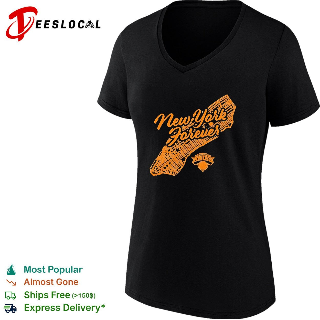 New York Knicks New York Forever Manhattan borough map script lettering shirt