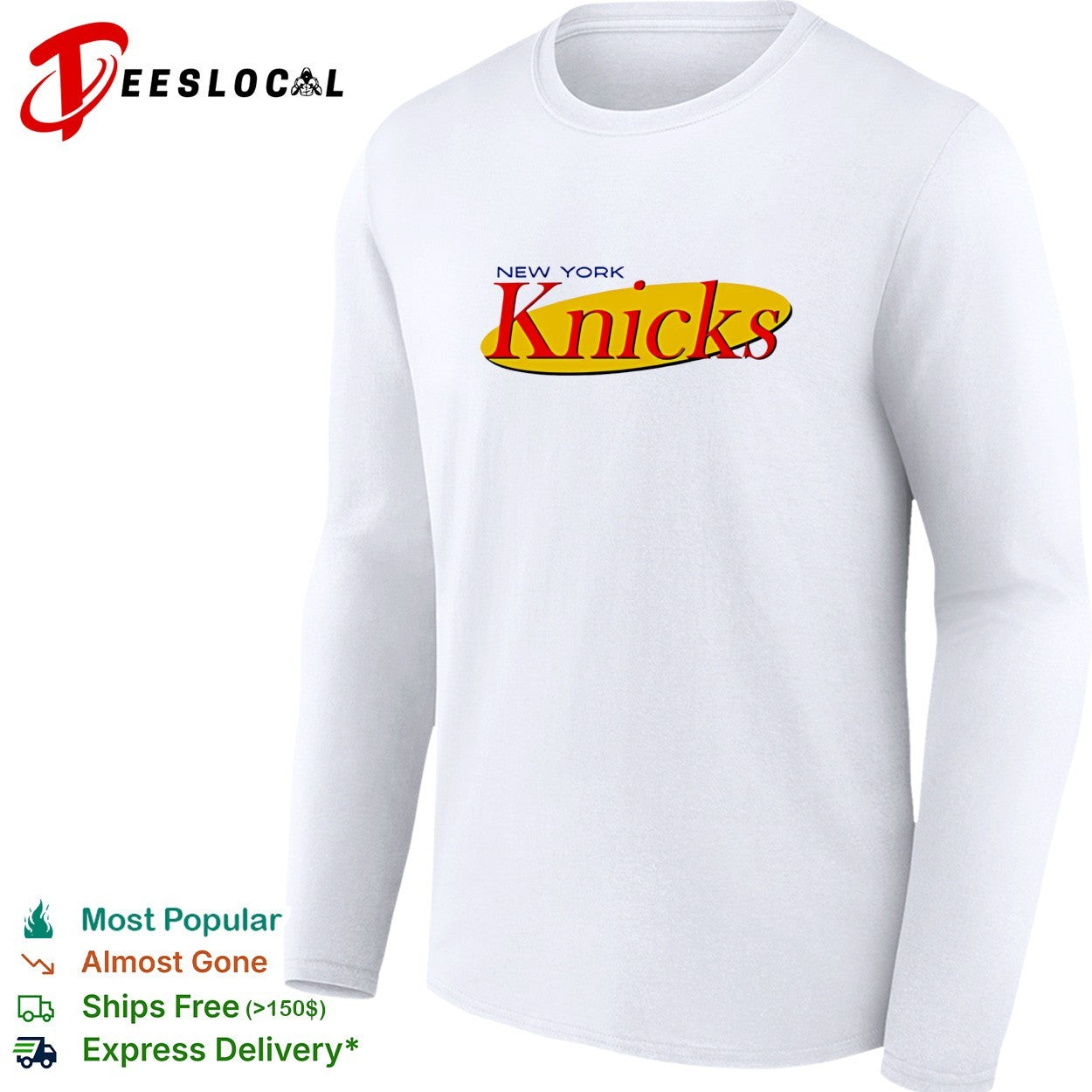 New York Knicks Seinfeld TV show logo parody humor white shirt