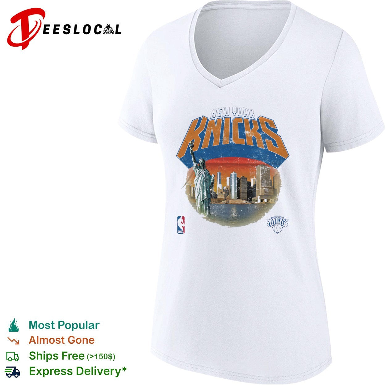 New York Knicks Statue of Liberty Skyline NBA logo basketball shirt