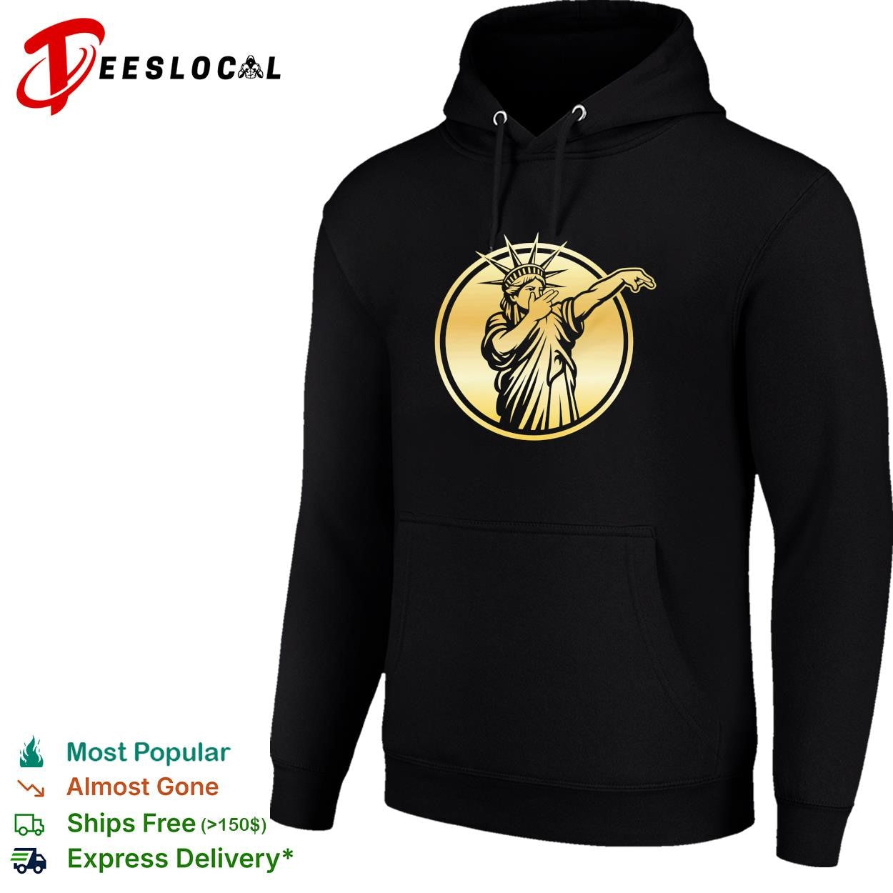 New York Knicks Statue of Liberty gold dabbing pose circle emblem shirt