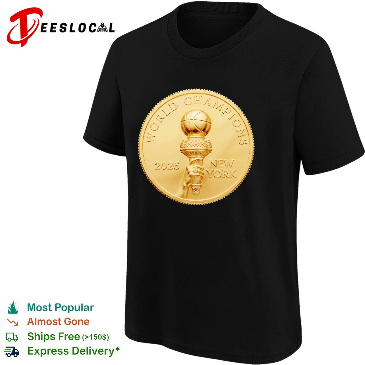 New York Knicks World champions 2026 coin trophy shirt