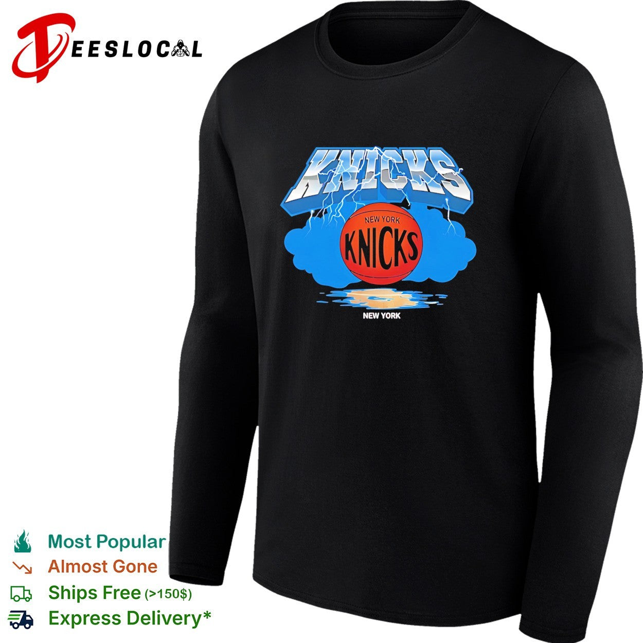 New York Knicks basketball cloud lighting graphic shirt