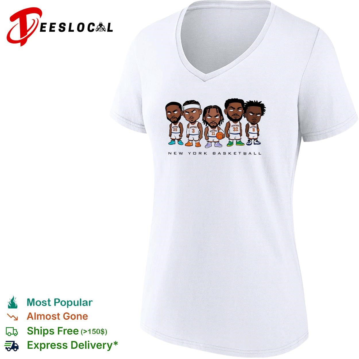 New York Knicks basketball players chibi caricature lineup shirt