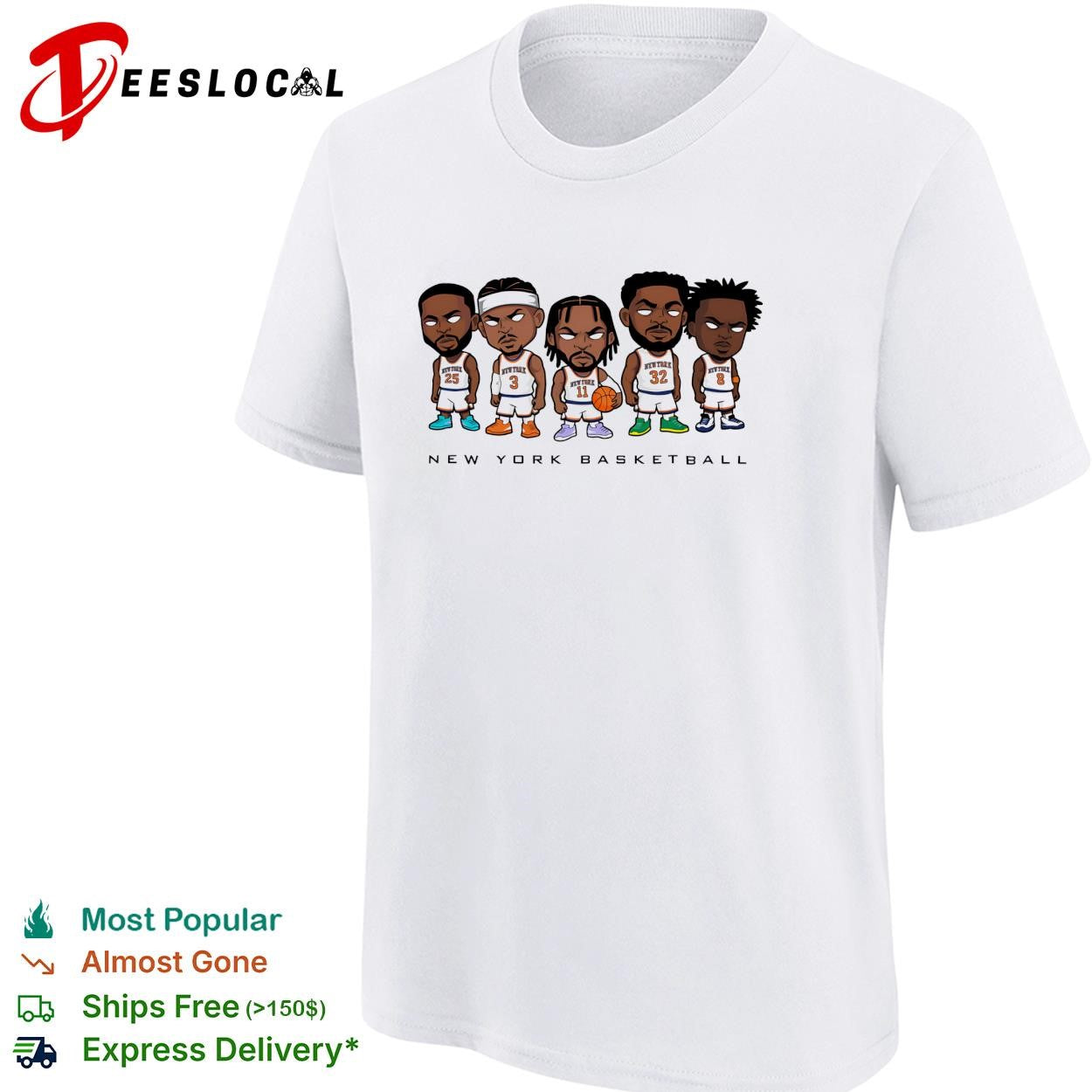 New York Knicks basketball players chibi caricature lineup shirt