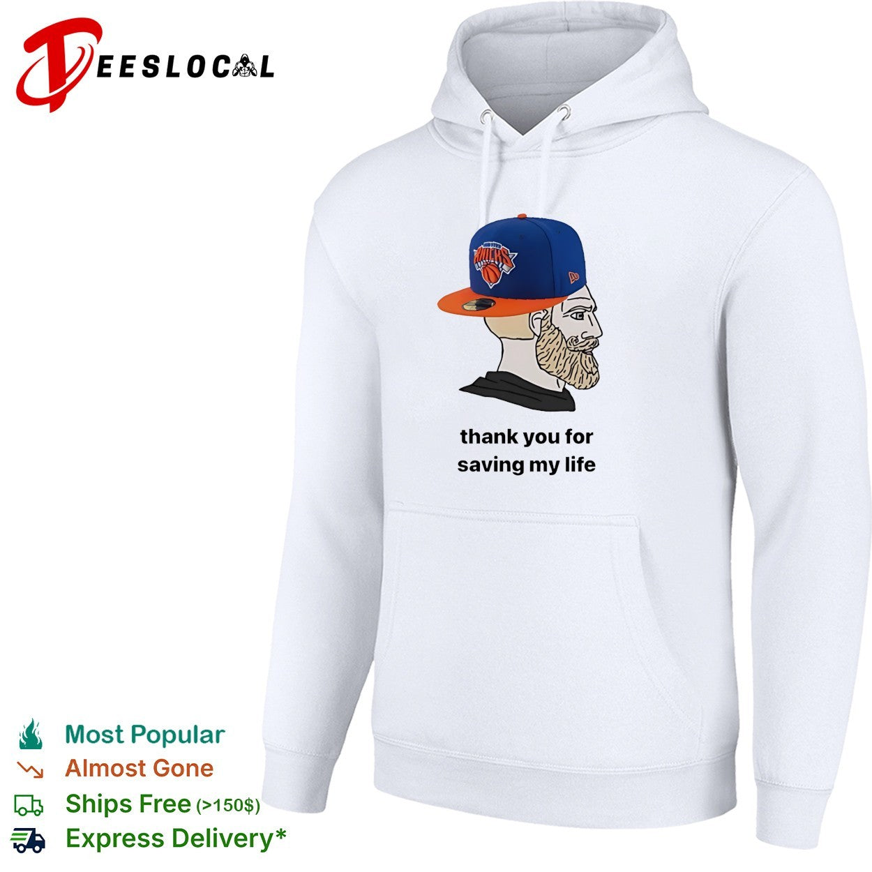 New York Knicks bearded fan cap thank you for saving my life meme illustration shirt
