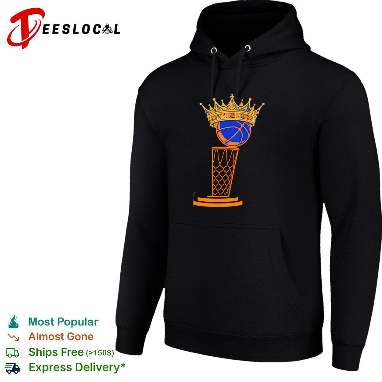 New York Knicks crowned basketball trophy hoop bold line art championship shirt