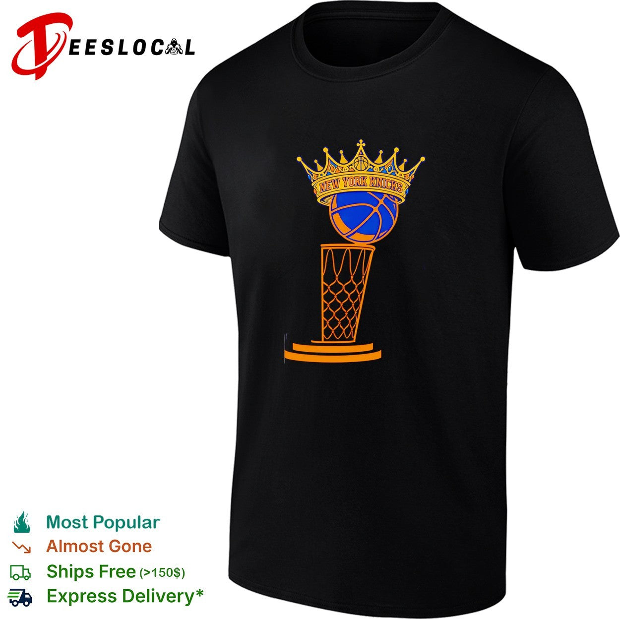 New York Knicks crowned basketball trophy hoop bold line art championship shirt