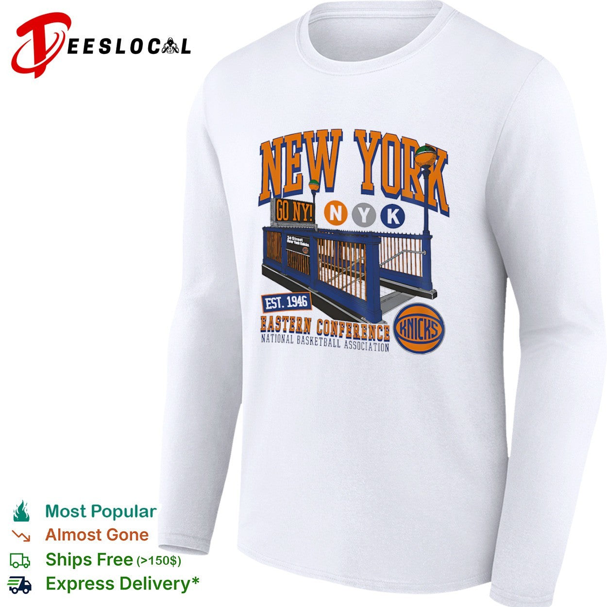 New York Knicks go NY subway station est 1946 Eastern Conference National Basketball Association shirt