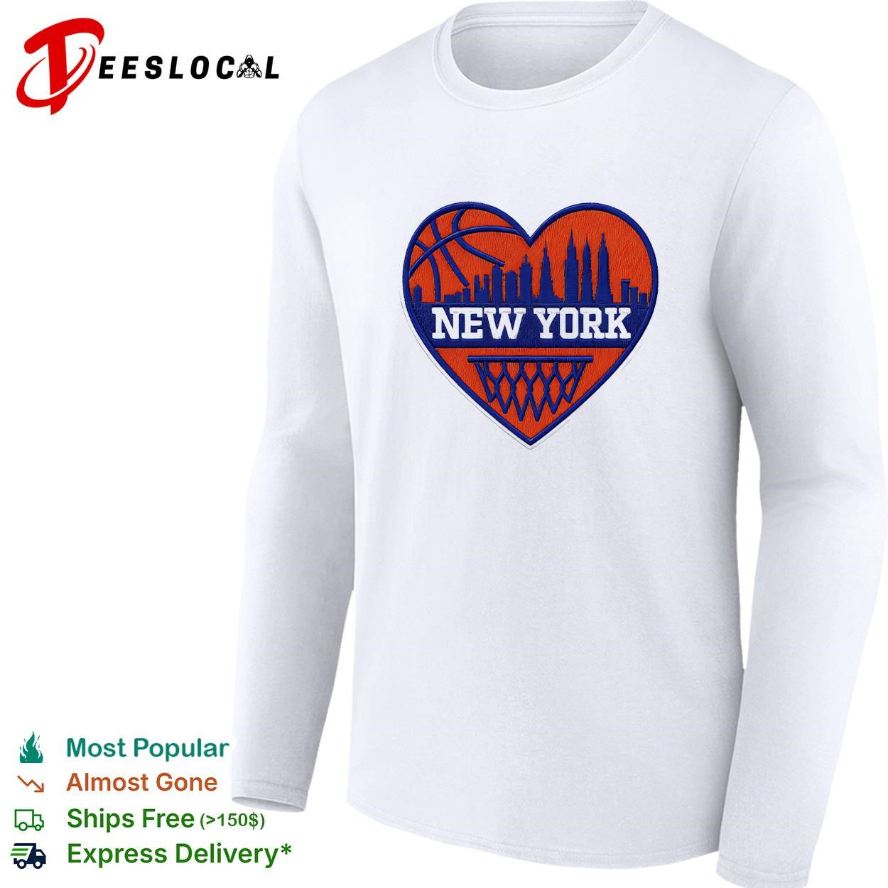 New York Knicks heart skyline basketball hoop badge shirt