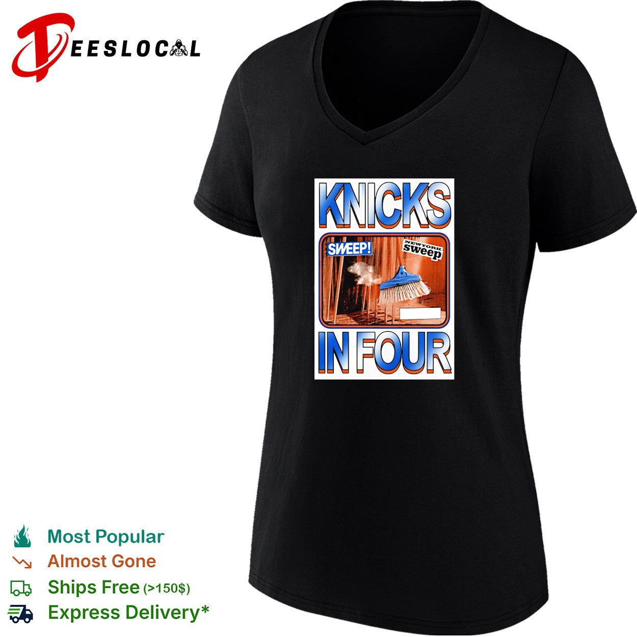 New York Knicks in four sweep broom advertisement parody shirt
