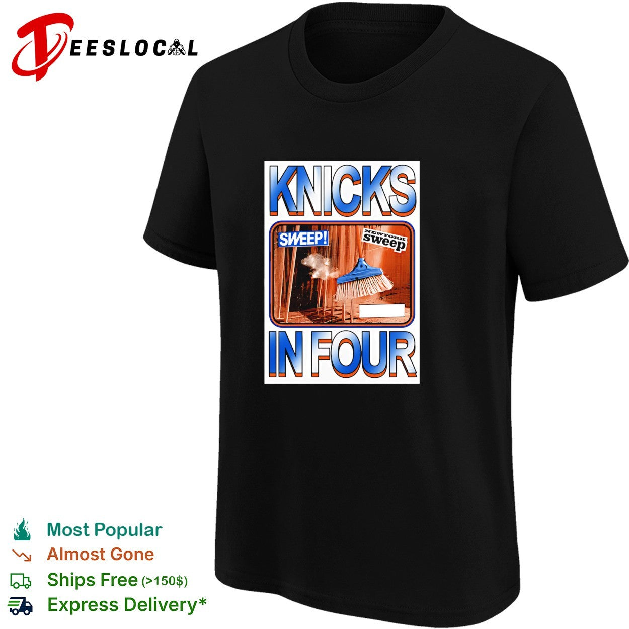 New York Knicks in four sweep broom advertisement parody shirt