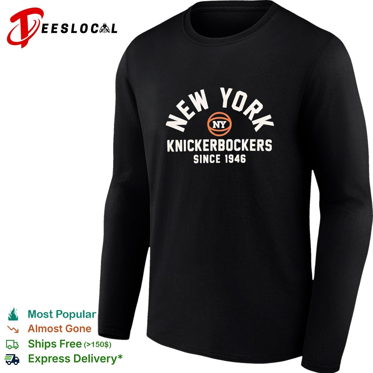New York Knicks knickerbockers since 1946 wordmark badge shirt
